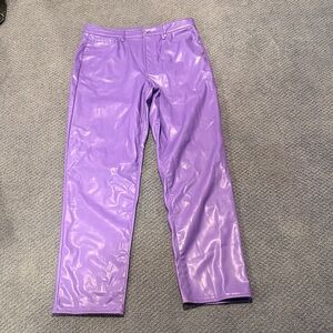 Divided Purple Straight Leg Faux Leather fun pants. 30" in seam